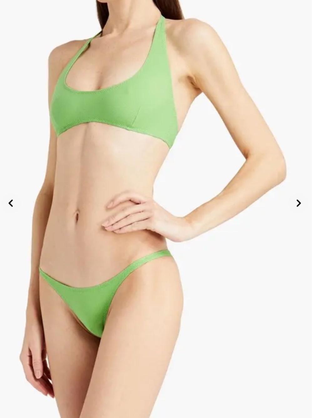 Lisa Marie Fernandez Neon Green Bikini Set Halter High Cut Designer Swimwear NWT